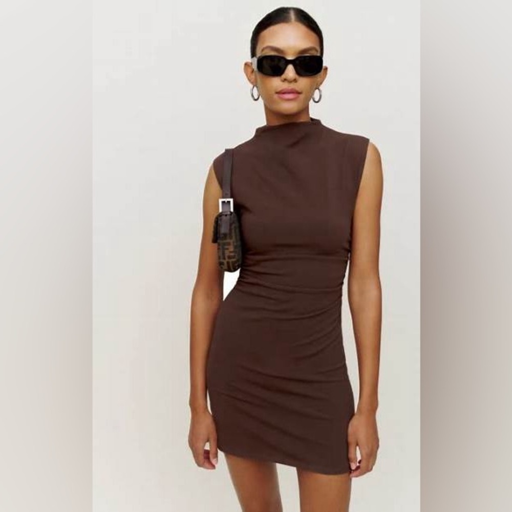 Elegant Reformation Brown Sleeveless Dress